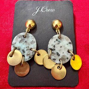J.Crew Marble Stone and Gold Tone Dangle Earrings
